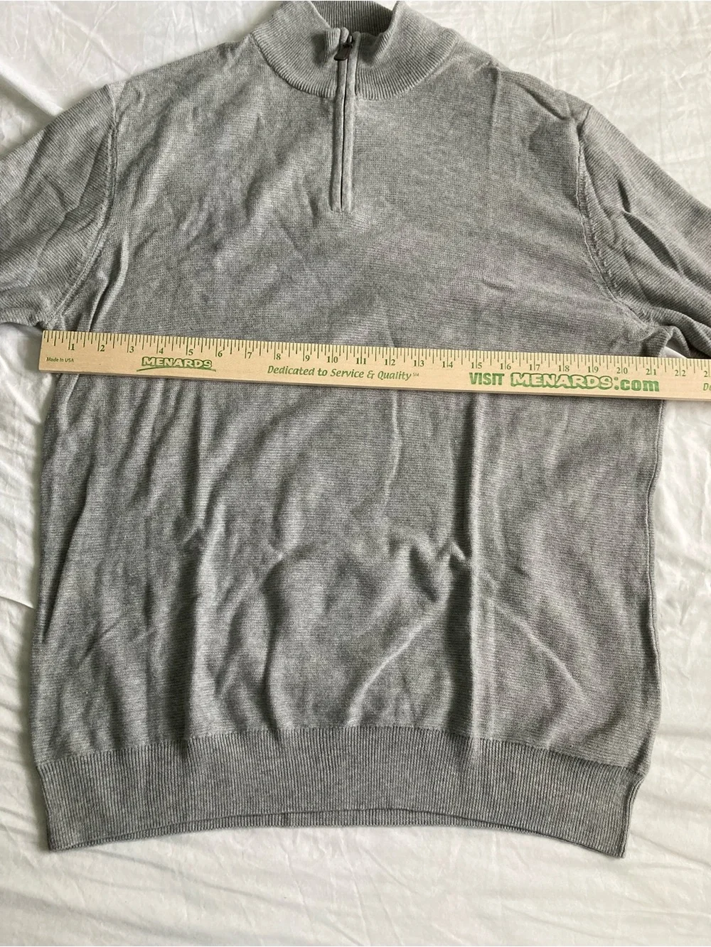 Mens Grey Cotton Quarter Zip Lachlan Size L